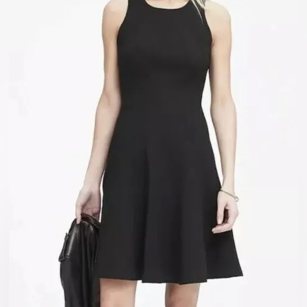 Banana Republic fit and flare black dress
